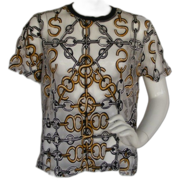 ASOS Sheer Tee, 10, Chain print Burnout, Ringer Collar, Short sleeves - Picture 9 of 9